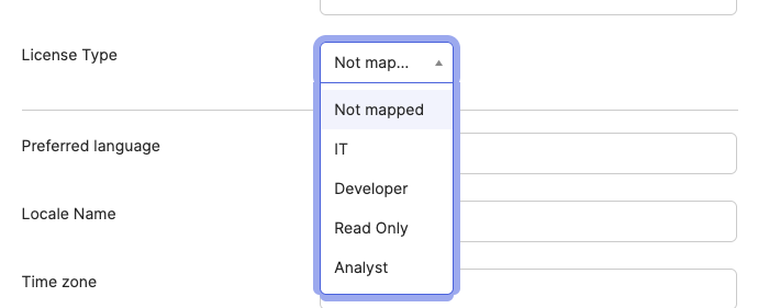 Set the license type for the user in their Okta profile.