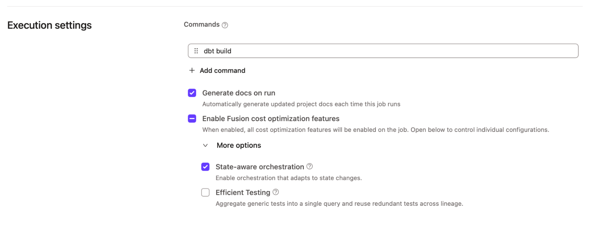 SAO is easily enabled through the familiar job configurations view.